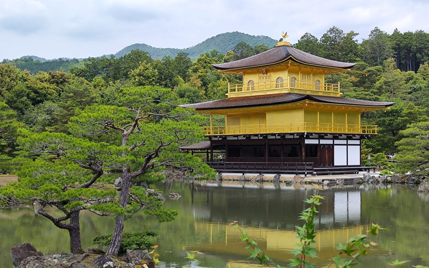 Kinkaku-ji, the golden pavilion, reflected in its pond