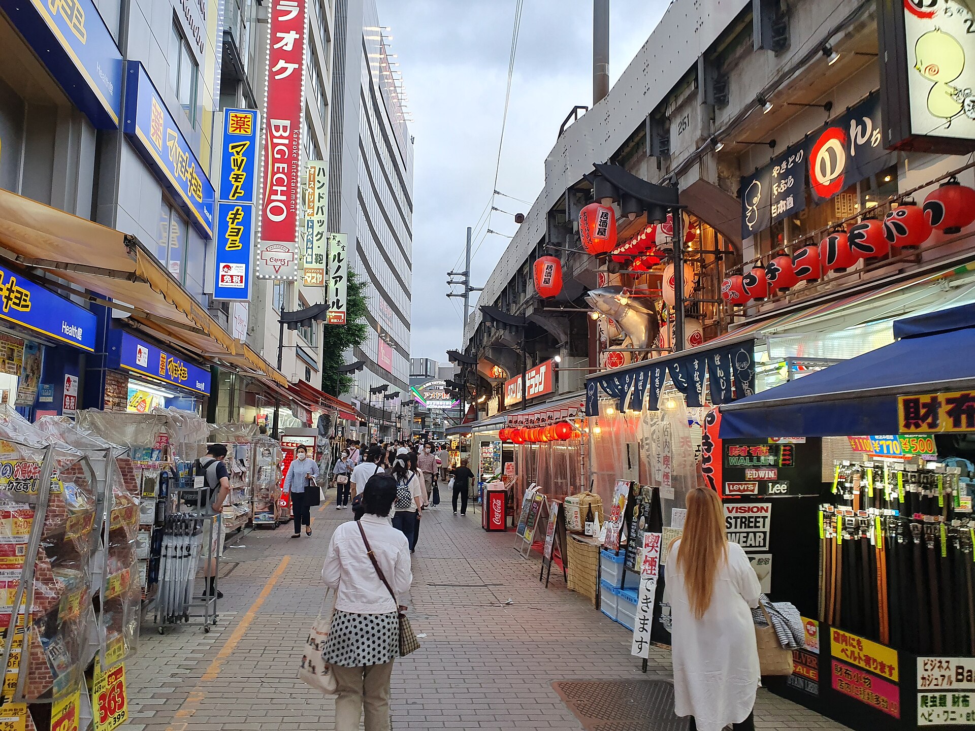 Ueno, rank 4's stop: Ameyoko market runs under the JR tracks beside Ueno Station, ten